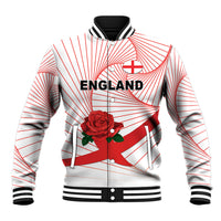 England Rugby Custom Baseball Jacket English Red Rose Champions - White