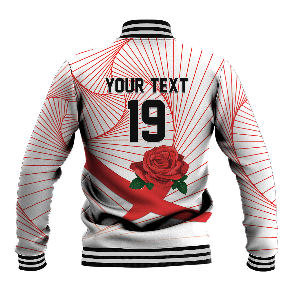 England Rugby Custom Baseball Jacket English Red Rose Champions - White