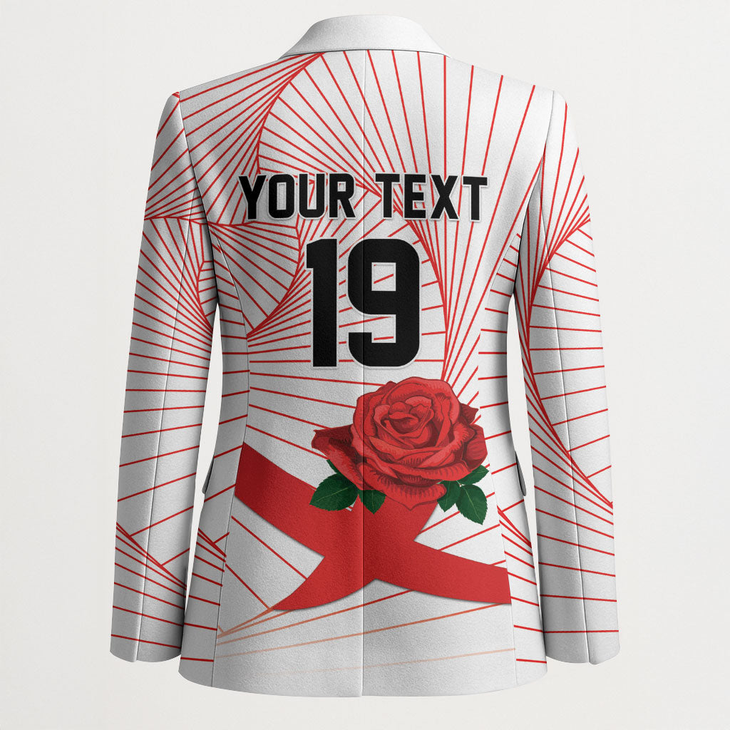England Rugby Custom Blazer English Red Rose Champions - White