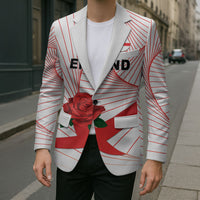 England Rugby Custom Blazer English Red Rose Champions - White