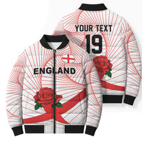 England Rugby Custom Bomber Puffer Jacket English Red Rose Champions - White