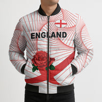 England Rugby Custom Bomber Puffer Jacket English Red Rose Champions - White