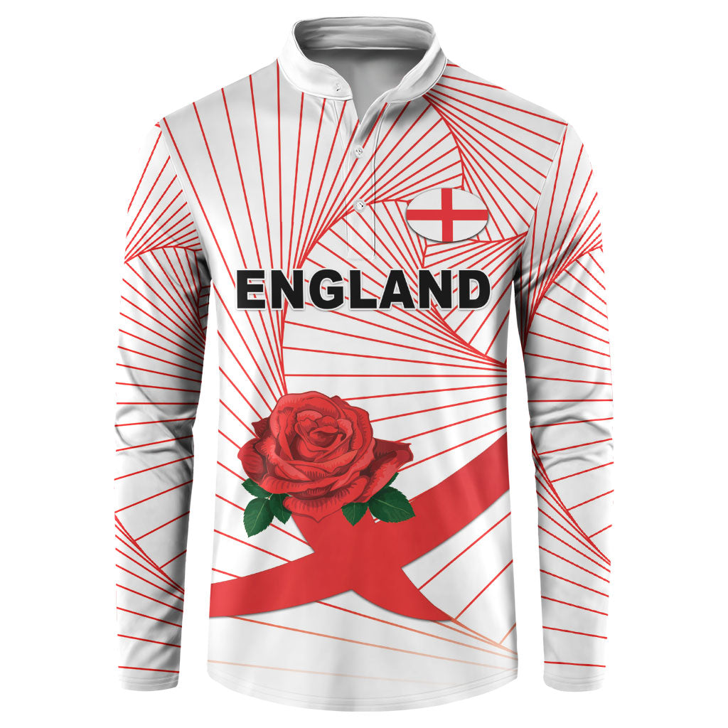 England Rugby Custom Button Sweatshirt English Red Rose Champions - White