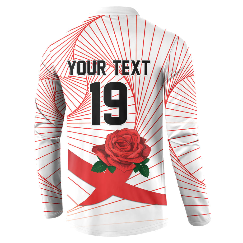 England Rugby Custom Button Sweatshirt English Red Rose Champions - White