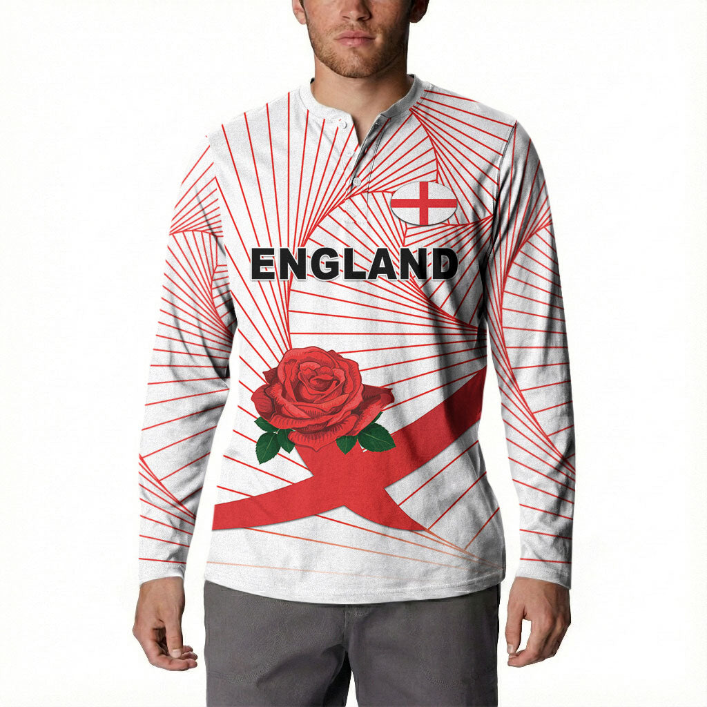 England Rugby Custom Button Sweatshirt English Red Rose Champions - White