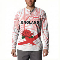 England Rugby Custom Button Sweatshirt English Red Rose Champions - White