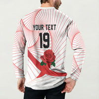 England Rugby Custom Button Sweatshirt English Red Rose Champions - White