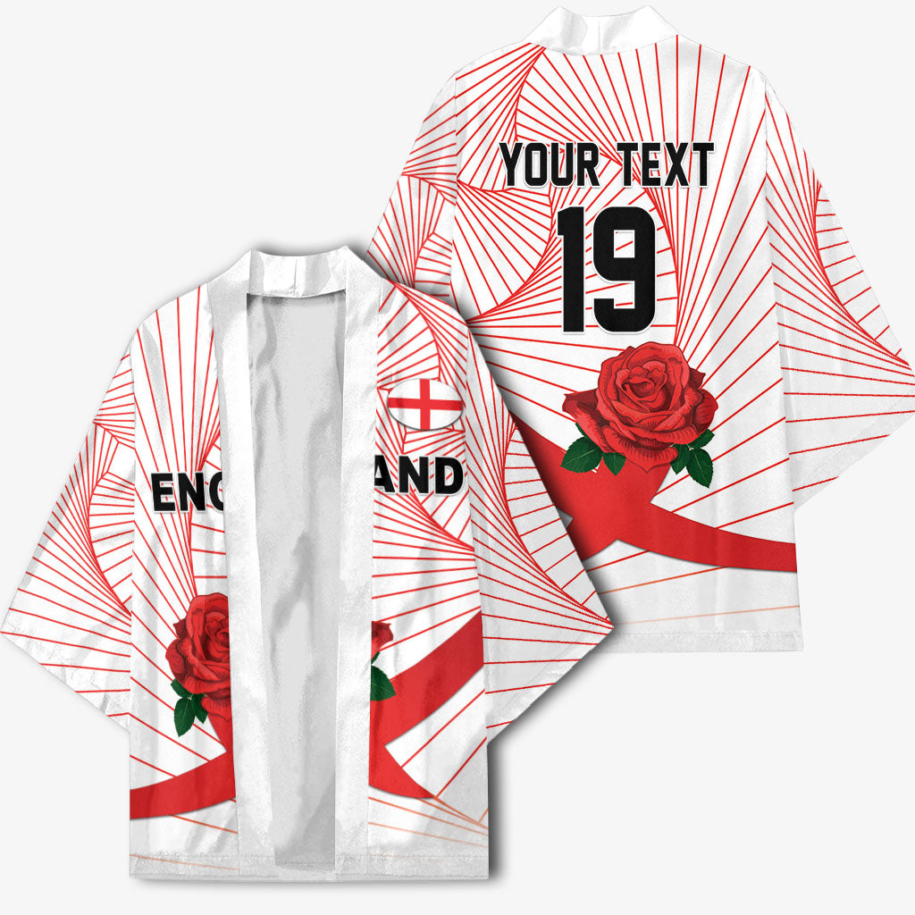 England Rugby Custom Kimono English Red Rose Champions - White