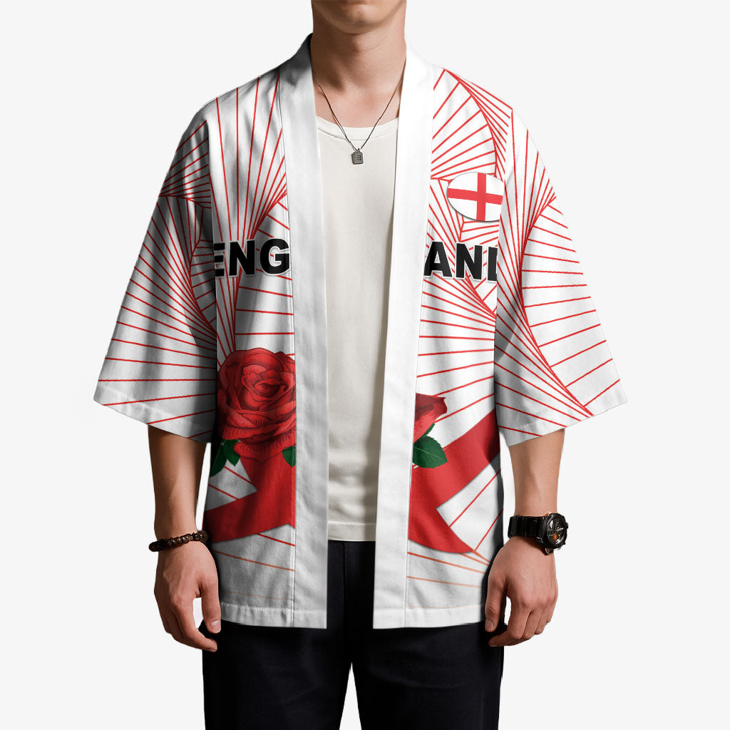 England Rugby Custom Kimono English Red Rose Champions - White