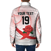 England Rugby Custom Padded Jacket English Red Rose Champions - White