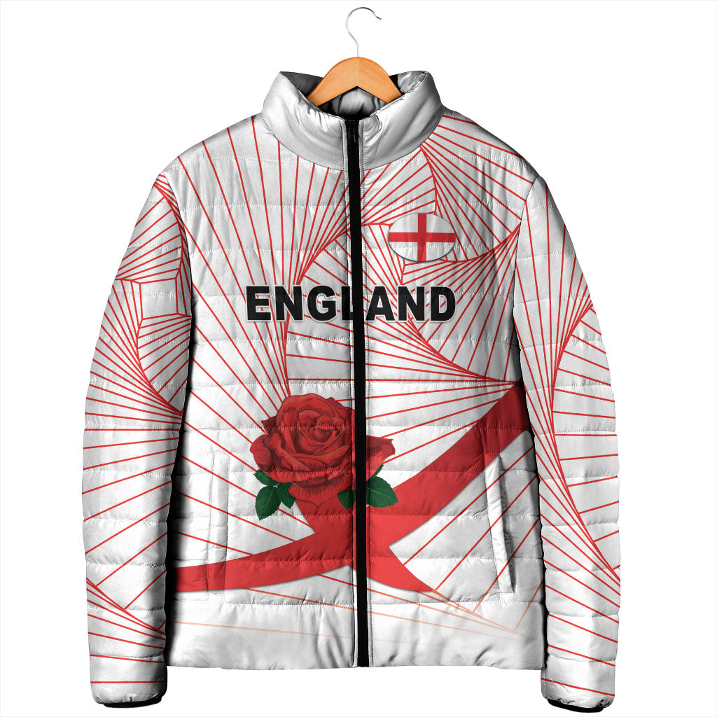 England Rugby Custom Padded Jacket English Red Rose Champions - White