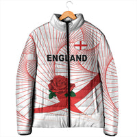 England Rugby Custom Padded Jacket English Red Rose Champions - White