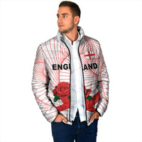 England Rugby Custom Padded Jacket English Red Rose Champions - White