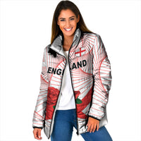 England Rugby Custom Padded Jacket English Red Rose Champions - White