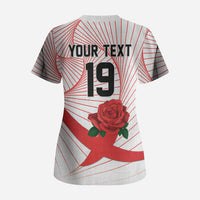 England Rugby Custom Scrub Top English Red Rose Champions - White