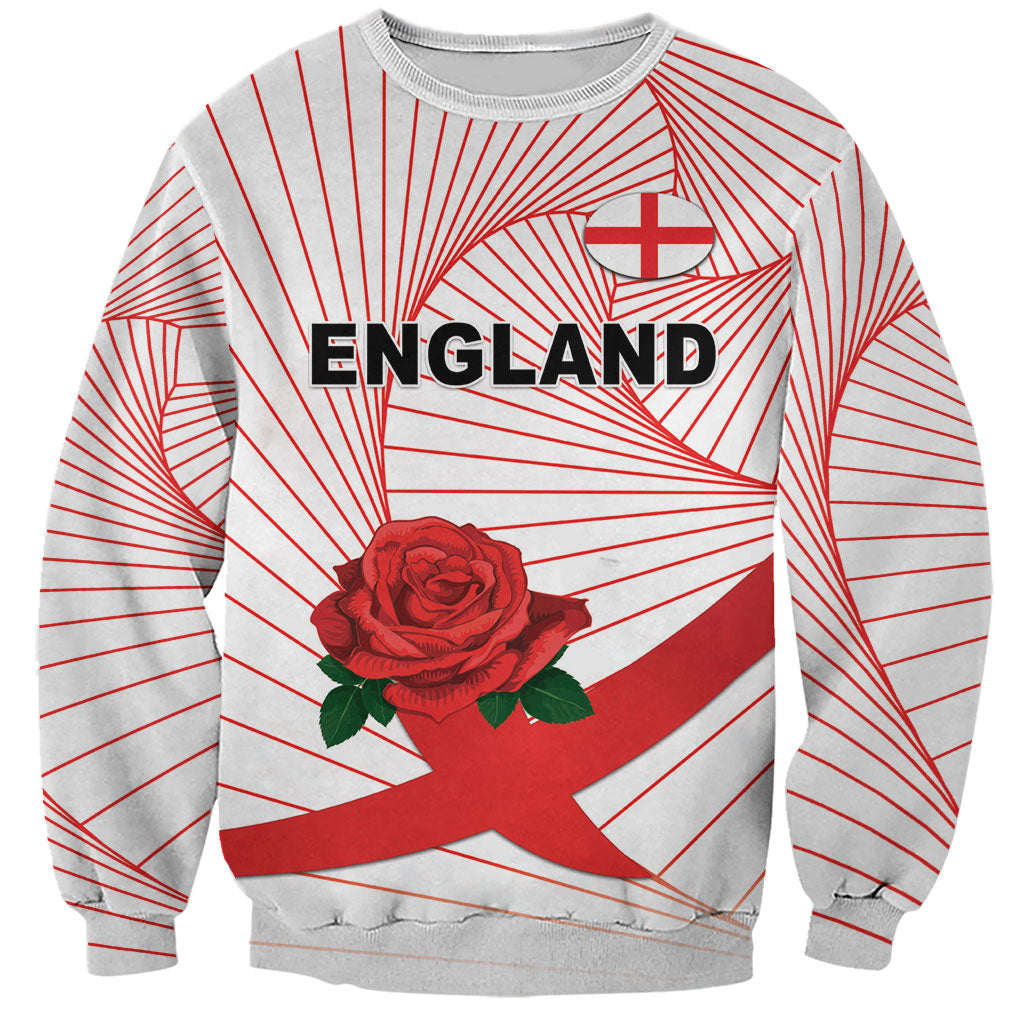 England Rugby Custom Sweatshirt English Red Rose Champions - White
