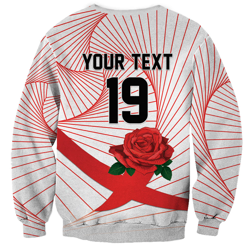 England Rugby Custom Sweatshirt English Red Rose Champions - White