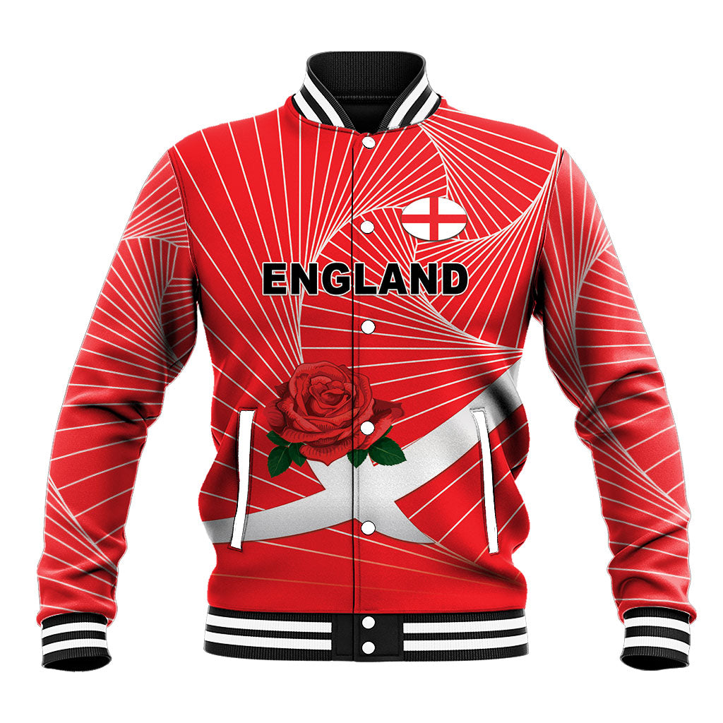 England Rugby Custom Baseball Jacket English Red Rose Champions - Red