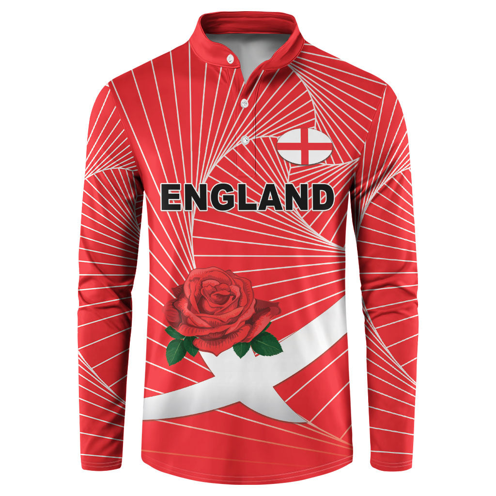 England Rugby Custom Button Sweatshirt English Red Rose Champions - Red