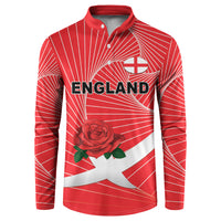 England Rugby Custom Button Sweatshirt English Red Rose Champions - Red