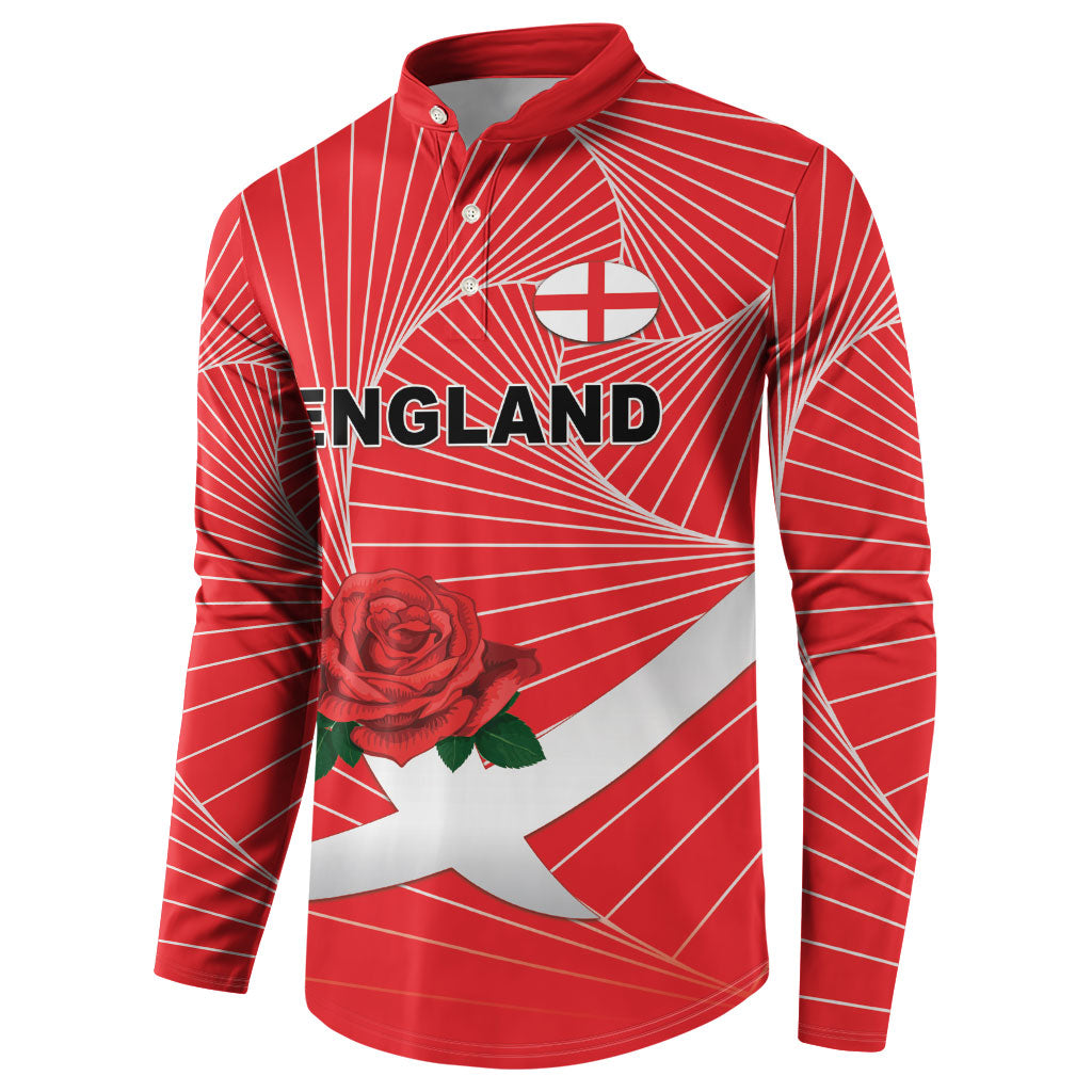 England Rugby Custom Button Sweatshirt English Red Rose Champions - Red