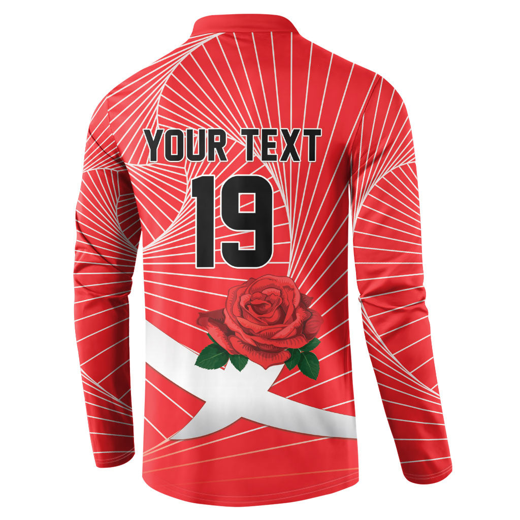 England Rugby Custom Button Sweatshirt English Red Rose Champions - Red