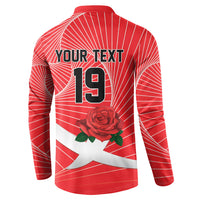 England Rugby Custom Button Sweatshirt English Red Rose Champions - Red