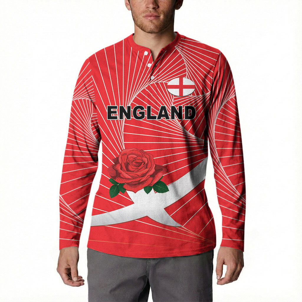 England Rugby Custom Button Sweatshirt English Red Rose Champions - Red