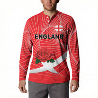 England Rugby Custom Button Sweatshirt English Red Rose Champions - Red