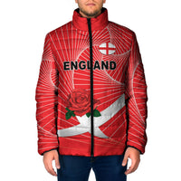 England Rugby Custom Padded Jacket English Red Rose Champions - Red