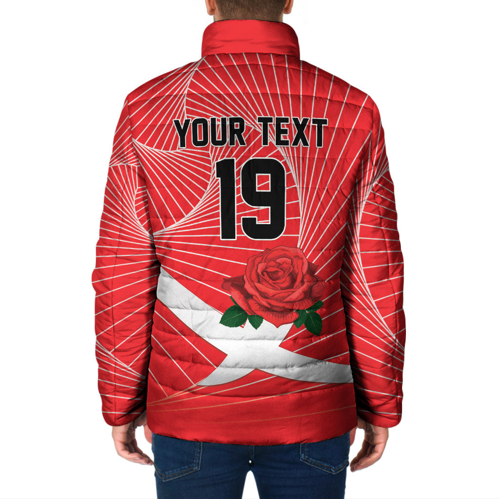 England Rugby Custom Padded Jacket English Red Rose Champions - Red