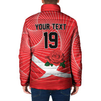 England Rugby Custom Padded Jacket English Red Rose Champions - Red