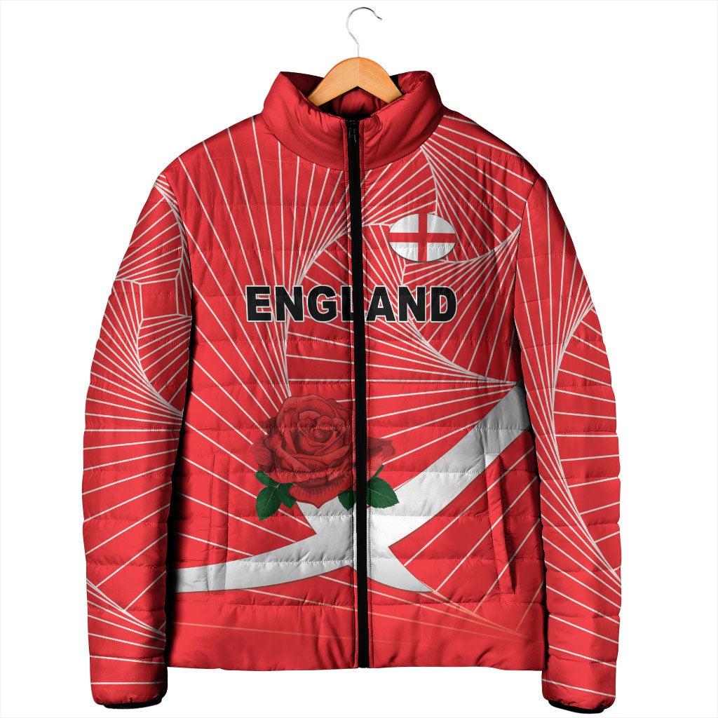 England Rugby Custom Padded Jacket English Red Rose Champions - Red