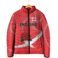 England Rugby Custom Padded Jacket English Red Rose Champions - Red