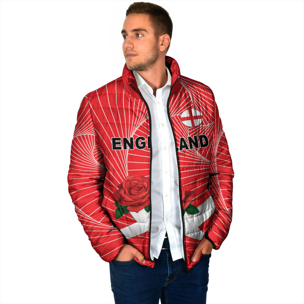 England Rugby Custom Padded Jacket English Red Rose Champions - Red