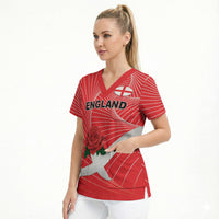 England Rugby Custom Scrub Top English Red Rose Champions - Red
