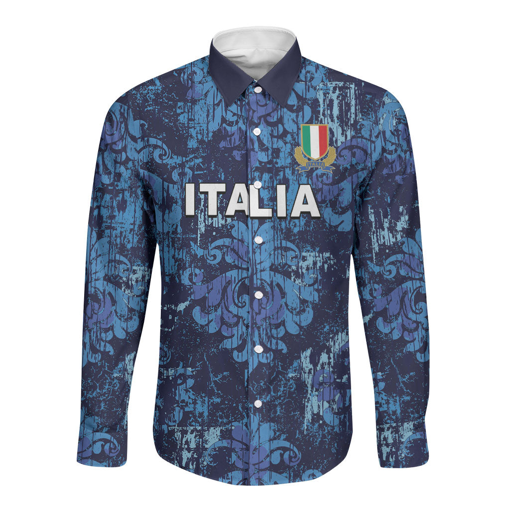 Italy Rugby Custom Long Sleeve Button Shirt Gli Azzurri Champions