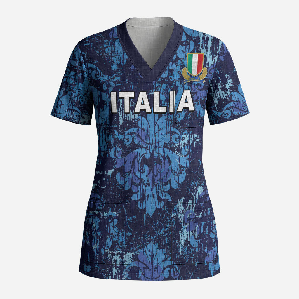 Italy Rugby Custom Scrub Top Gli Azzurri Champions