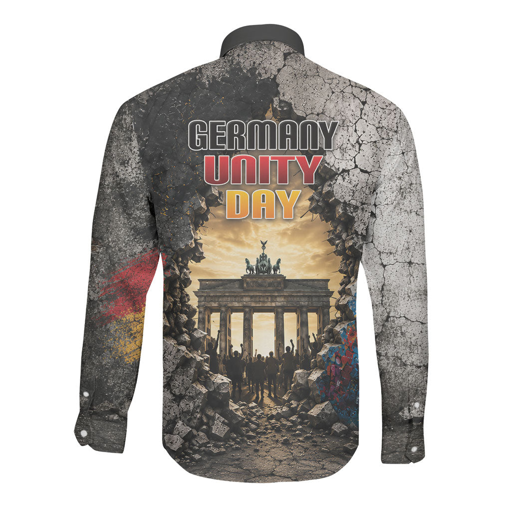 Germany Unity Day Long Sleeve Button Shirt Tag Der Deutschen Einheit Brandenburg Gate