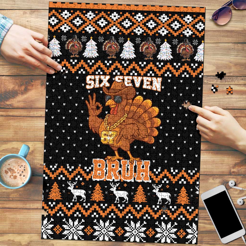 Thanksgiving Turkey Six Seven Bruh Puzzle Meme Gen Alpha Slang - Wonder Print Shop