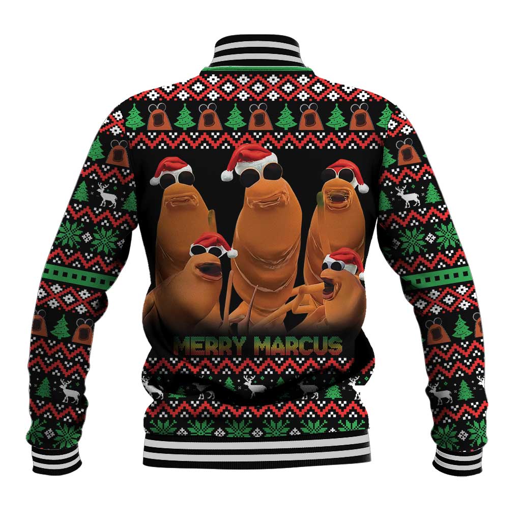 Marcus The Worm Christmas Baseball Jacket Funny Gen Alpha Meme Slang - Wonder Print Shop