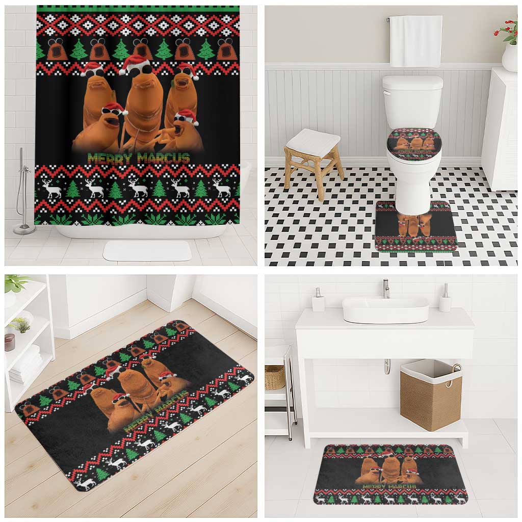 Marcus The Worm Christmas Bathroom Set Funny Gen Alpha Meme Slang - Wonder Print Shop