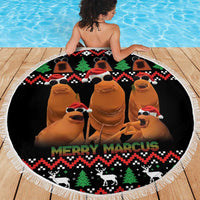 Marcus The Worm Christmas Beach Blanket Funny Gen Alpha Meme Slang - Wonder Print Shop
