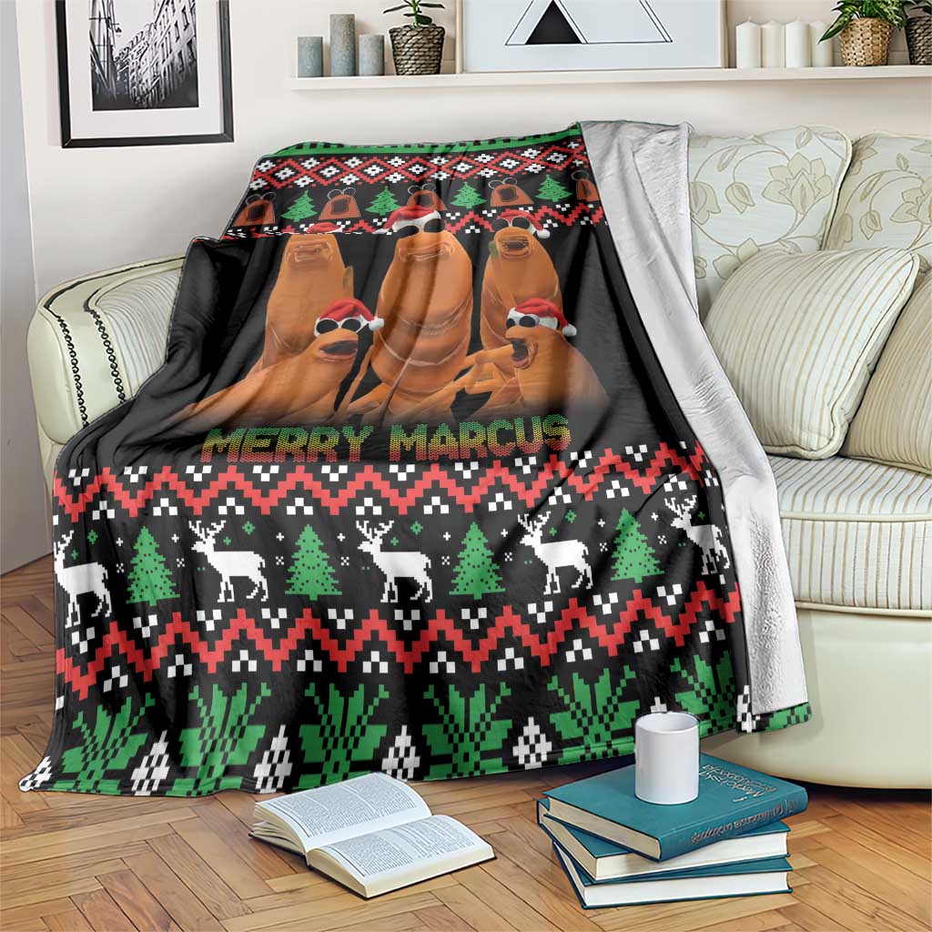 Marcus The Worm Christmas Blanket Funny Gen Alpha Meme Slang - Wonder Print Shop