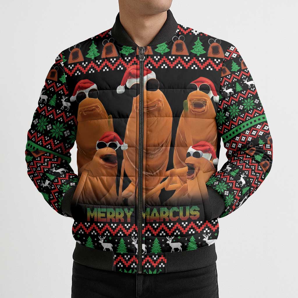 Marcus The Worm Christmas Bomber Puffer Jacket Funny Gen Alpha Meme Slang - Wonder Print Shop