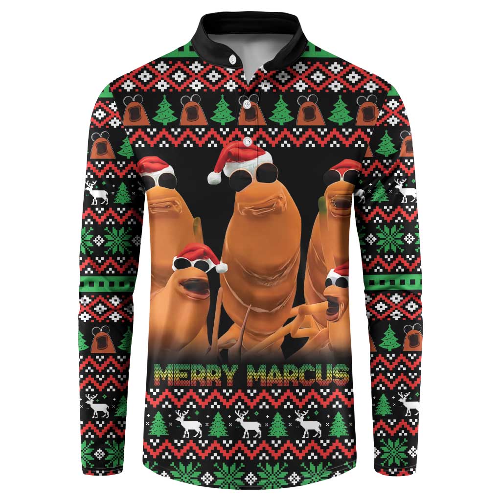 Marcus The Worm Christmas Button Sweatshirt Funny Gen Alpha Meme Slang - Wonder Print Shop