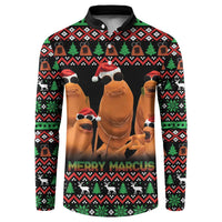 Marcus The Worm Christmas Button Sweatshirt Funny Gen Alpha Meme Slang - Wonder Print Shop