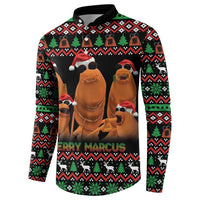 Marcus The Worm Christmas Button Sweatshirt Funny Gen Alpha Meme Slang - Wonder Print Shop
