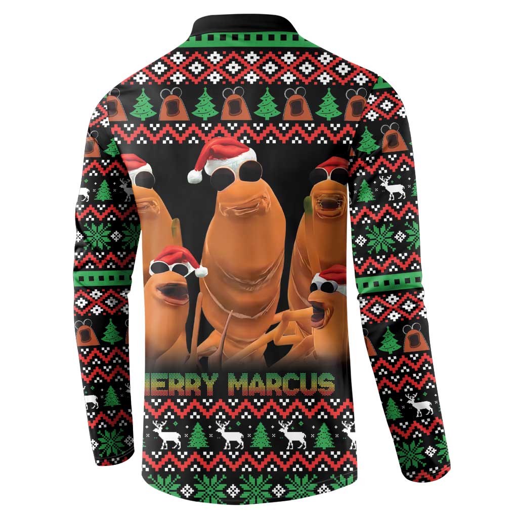 Marcus The Worm Christmas Button Sweatshirt Funny Gen Alpha Meme Slang - Wonder Print Shop