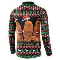 Marcus The Worm Christmas Button Sweatshirt Funny Gen Alpha Meme Slang - Wonder Print Shop